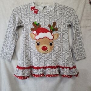 Emily Rose Girls Reindeer Holiday Girls Top Crystals Rudolph Size 7
